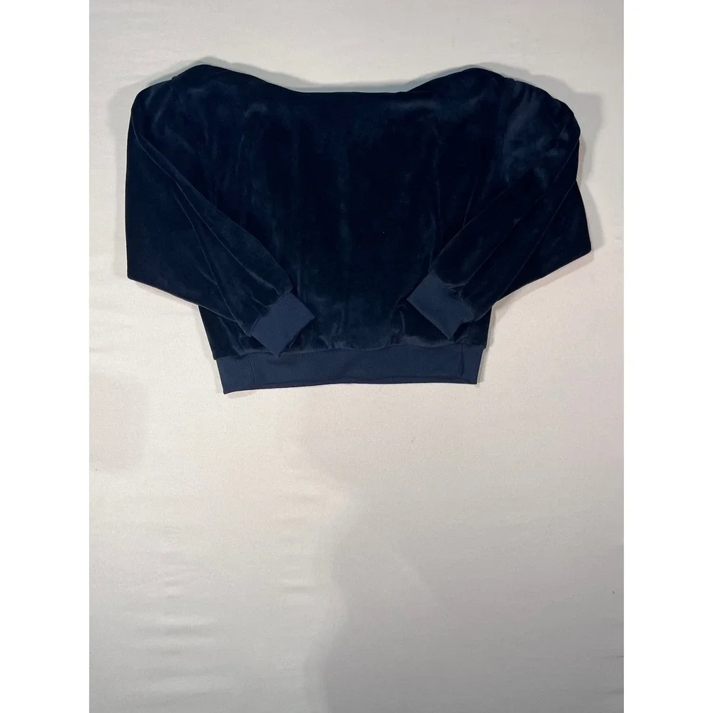 Nike Girls Velour Sweatshirt Navy Blue Embroidered Logo Pullover Size M